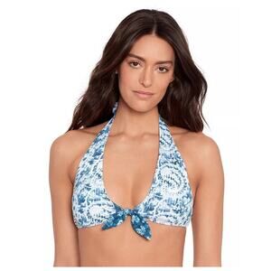 Lauren Ralph Lauren Women Blue Paisley Boho Tie-Front Swim Bikini Top Size US 10